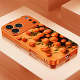 Romantic Orange Flower Field Electroplated Case for iPhone