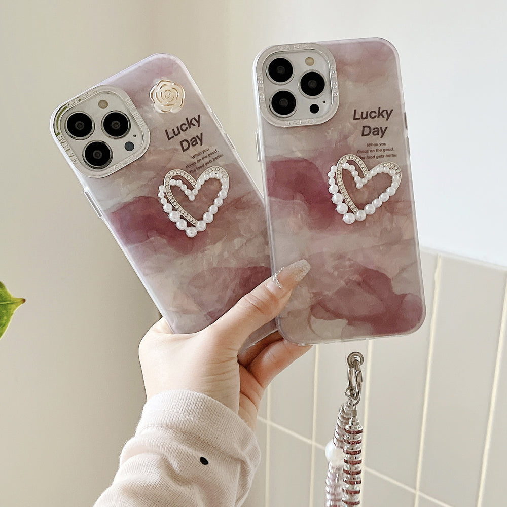 Cute Heart with Lanyard Phone Case for iPhone