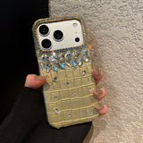 Luxury Rhinestone Crocodile Texture Shockproof Case for iPhone