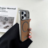 Wood Grain Borderless Heat Dissipation Magnetic Case for iPhone