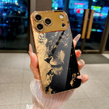 Black Gold Majestic Lion Pattern Electroplated Case for iPhone