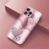 Curve Double Heart Electroplated Case for iPhone