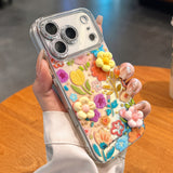 3D Gilded Floral Embossed Glitter Case for iPhone