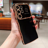 Wavy-Edge Electroplated Heart Shockproof Phone Case for Samsung