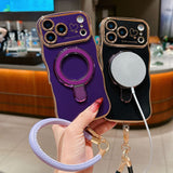 Plating Wave Heart Lanyard Phone Case for iphone