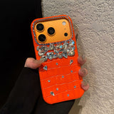 Luxury Rhinestone Crocodile Texture Shockproof Case for iPhone