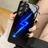 Lightning Pattern Soft-Edge Glass Phone Case For Samsung