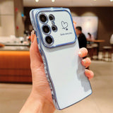 Wavy-Edge Electroplated Heart Shockproof Phone Case for Samsung