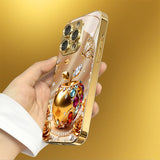 Apple Pattern Gold Plated Glass Phone Case for iPhone
