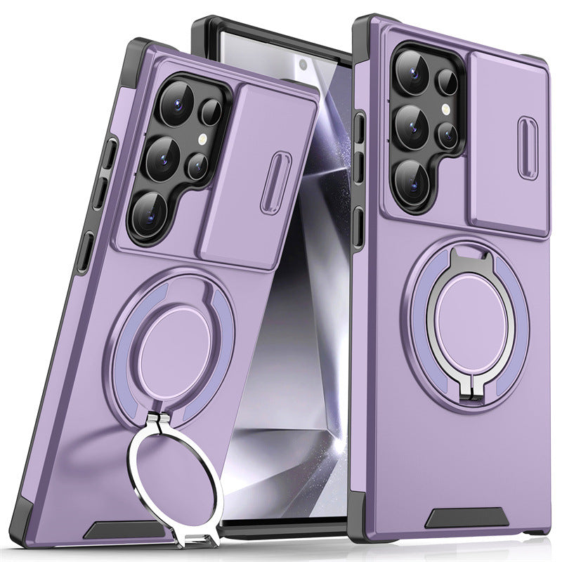 Luxury Armor Magnetic Bracket Slide Camera Protection Case For Samsung