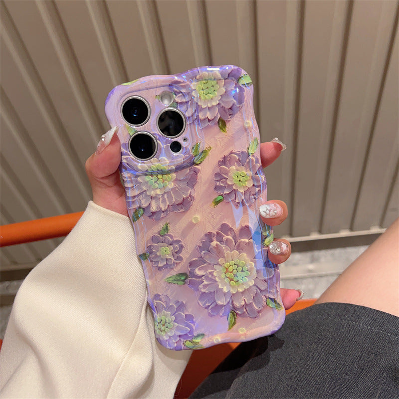 Oil Painting Floral Wavy Edge Phone Case for IPhone