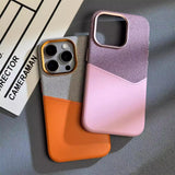 Two-Tone Leather Magnetic Card Slot Shockproof Hard Case for iPhone