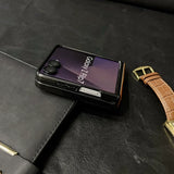 Vintage Waxed Leather Magnetic Shockproof Case for Samsung Z Flip