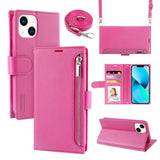 Minimalist Leather Wallet Case with Lanyard for iPhone