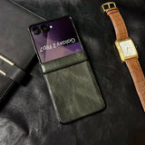 Vintage Waxed Leather Magnetic Shockproof Case for Samsung Z Flip