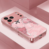 Pink Airplane Route Map Pattern Electroplated Case for iPhone