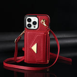 Leather Crossbody Card Slots Wallet Case for iPhone