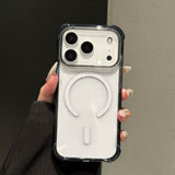 Cream-Colored Border Magnetic Silicone Four-Corner Anti-Drop Case For IPhone
