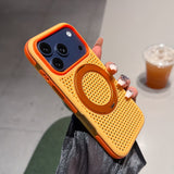 Contrast Color Breathable Magnetic Rotating Kickstand Case for iPhone