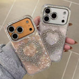 Shell-Patterned Heart-Shaped Rhinestone Phone Case for IPhone