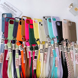 Minimalist Card Holder Lanyard Soft Silicone Case for iPhone