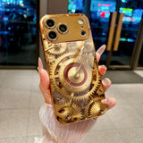 Golden Gear Pattern Electroplated Case for iPhone