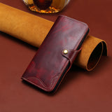Vintage Wax Genuine Leather Wallet Case for Samsung