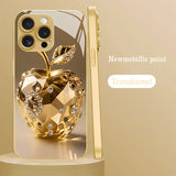 Apple Pattern Gold Plated Glass Phone Case for iPhone