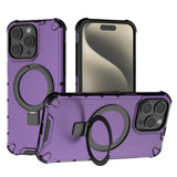 Translucent Grille Magnetic Phone Case with Kickstand for iPhone