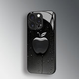 Water Droplets Apple Black Tempered Glass Phone Case for iPhone