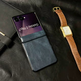 Vintage Waxed Leather Magnetic Shockproof Case for Samsung Z Flip
