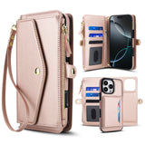 Leather RFID Blocking Lanyard Wallet Case for iPhone