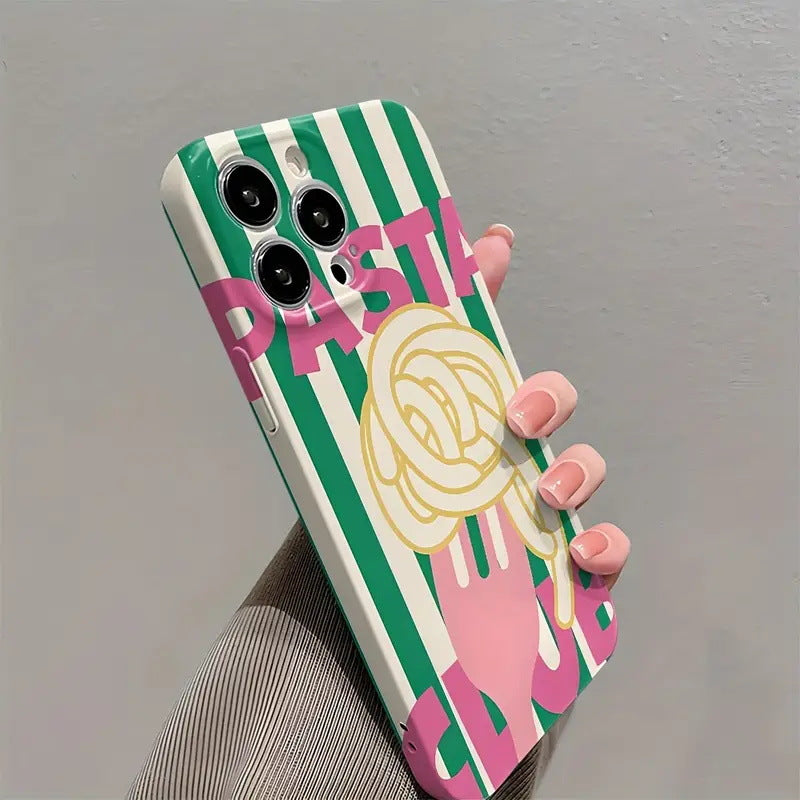 "Eating Spaghetti" Yellow and Blue Color Block Phone Case for IPhone