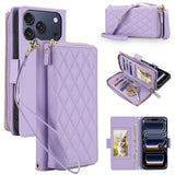 Fashion Rhombus Leather Multi-Function Wallet Case for iPhone