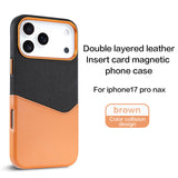 Two-Tone Leather Magnetic Card Slot Shockproof Hard Case for iPhone