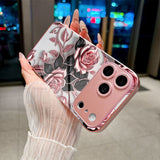 Romantic Rose Pattern Electroplated Case for iPhone