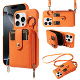 Crossbody RFID‑Blocking Zipper Wallet Case for iPhone