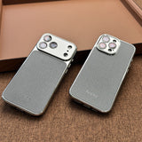 Electroplated Leather Texture Magnetic Shockproof Case for iPhone