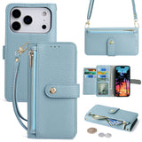Zipper Wallet Flip Crossbody Case for iPhone