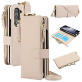 Leather Crossbody Zipper Wallet Case for Samsung