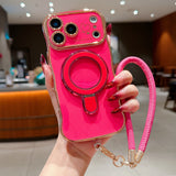 Plating Wave Heart Lanyard Phone Case for iphone