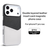 Two-Tone Leather Magnetic Card Slot Shockproof Hard Case for iPhone