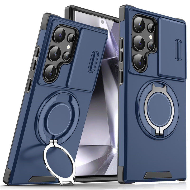 Luxury Armor Magnetic Bracket Slide Camera Protection Case For Samsung