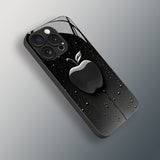 Water Droplets Apple Black Tempered Glass Phone Case for iPhone