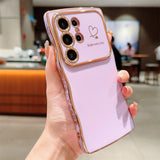 Wavy-Edge Electroplated Heart Shockproof Phone Case for Samsung