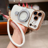 Plating Wave Heart Lanyard Phone Case for iphone
