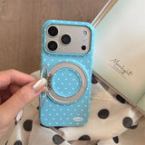 Macaron Polka Dot Magnetic Kickstand Shockproof Case for iPhone