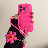 Puffer-Style Sunflower Lanyard Case for iPhone