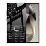 Retro Phone Pattern Soft-Edge Glass Phone Case For Samsung