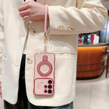 Plating Wave Heart Lanyard Phone Case For Samsung